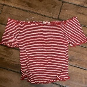 Off The Shoulder Ruffled Crop Top